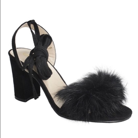 Lace Up Fur Heels (true to size) - Picture 2 of 3